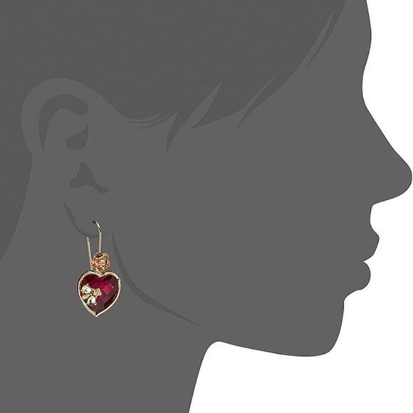 Betsey Johnson Womens Stone Heart Dangle Earrings - Picture 4 of 4